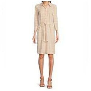 J McLaughlin Calla Shirt Dress in Tan Catalina Print‎ Large